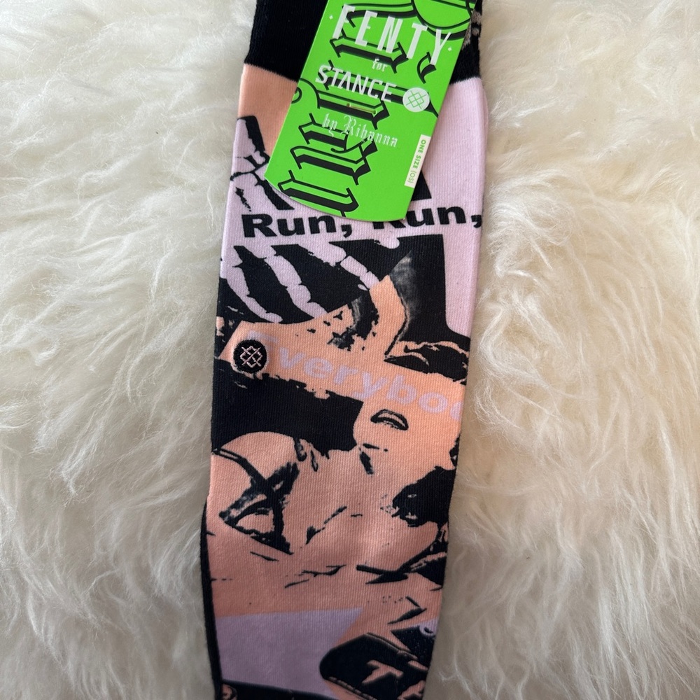 Stance Fenty Rihanna Pink and Black Graphic Socks
